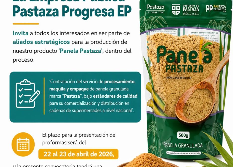 Convocatoria: Pastaza Progresa EP busca aliados estratégicos para producción de Panela Pastaza
